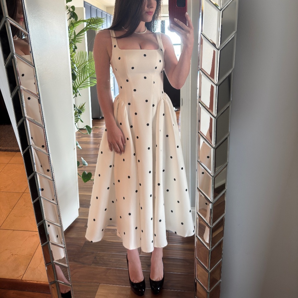 Black and White Polka Dot Midi Dress Size 0